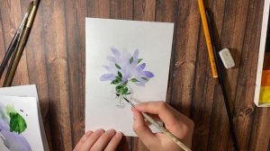 Сирень в стеклянной вазе. Воздушная акварель для начинающих. Поэтапное рисование