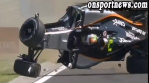 onsportnews.com - F1 2015 Hungarian GP Sergio Perez HUGE CRASH Friday