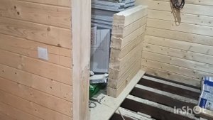 Дом из бруса своими руками. Окосячка дверного проёма в ванной.