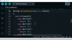 Arduino Tutorial 29 - Reading IR remote key press with ESP32| SunFounder's ESP32 IoT Learnig kit