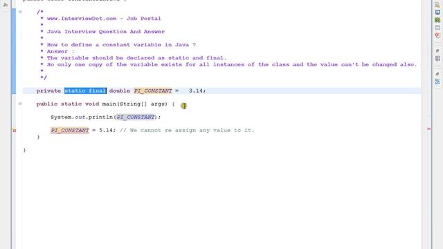 CONSTANT VARIABLE IN JAVA смотреть онлайн