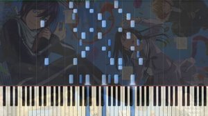 [Noragami] OP Goya no Machiawase Piano Synthesia Tutorial