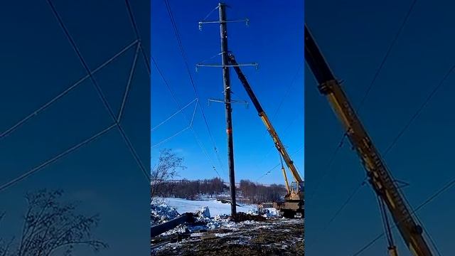 Монтаж опоры ВЛ 35 кВ смотреть онлайн