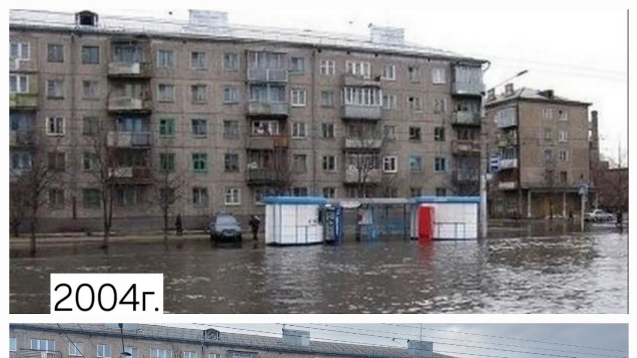 20 лет назад ,остановка Хлебозавод, проспект Октябрьский, г.Новокузнецк, паводок в 2004 году