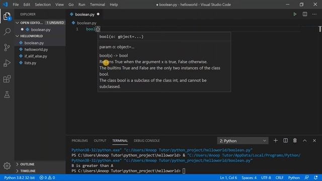 #5 PYTHON BOOLEAN VARIABLE | Beginners tutorial on Python boolean variable | Video with live coding