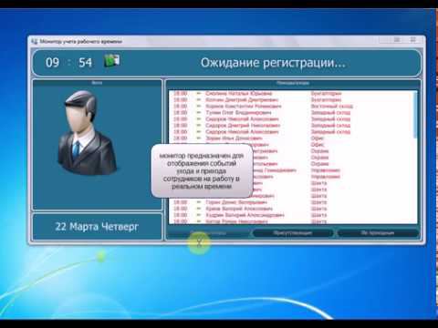 Отображение событий приходов уходов сотрудников на компьютере в реальном времени