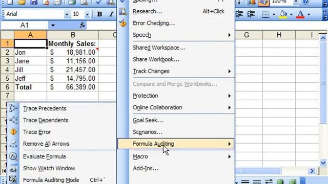 Excel 2003 Tutorial The Formula Auditing Toolbars Microsoft Training Lesson 18.2 смотреть онлайн