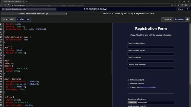 (ARCHIVED) Learn HTML Forms by Building a Registration Form - Step 55