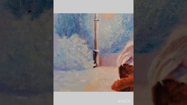 Картина маслом зима "Зимняя романтика"#картинамаслом #купитькартину #картинадня #картинавинтерьер смотреть онлайн