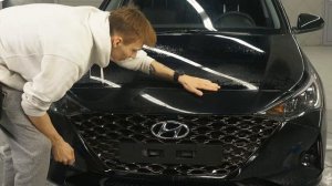 Как наклеить полиуретановую пленку Brontero  на капот Hyundai Solaris II рестайлинг