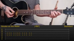 Deep Purple - Smoke on the Water |  Riff Tabs | Lesson/Tutorial | Acoustic Riff: 2