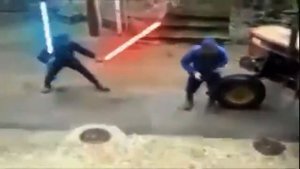 Бой трактористов на световых мечах