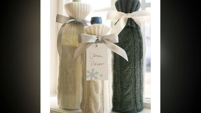 Pletena moda.Вязаный декор новогодних бутылок/Knitted decor New Year's bottles