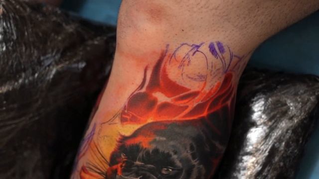 Fire tattoo - tattoo redo - tattoo timelapse part 2 смотреть онлайн
