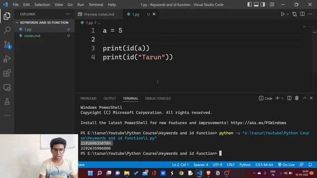Python Keywords and id function | coding clown | notes