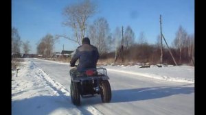 на трицикле зимой.
