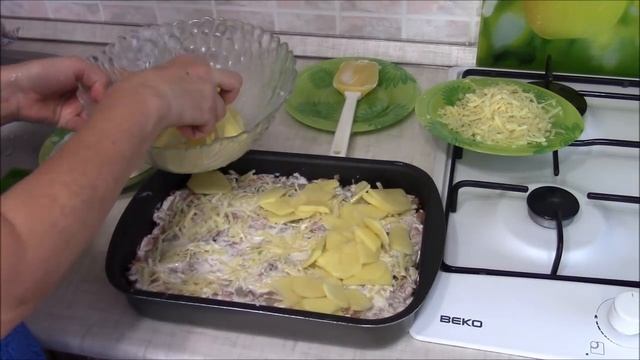 Вкуснейшая картофельная запеканка с фаршем, с грибами