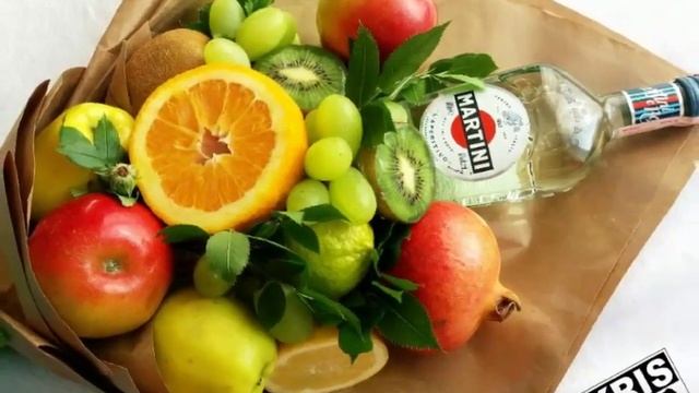 DIY. Фруктовый букет. Букет с Мартини. Букет своими руками.
