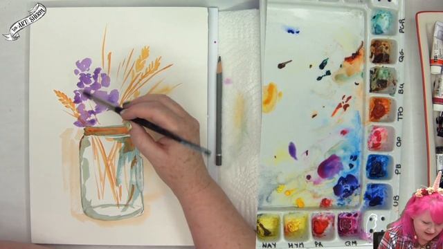 Easy Abstract Floral in Mason Jar How to Paint Watercolor Step by step | The Art Sherpa