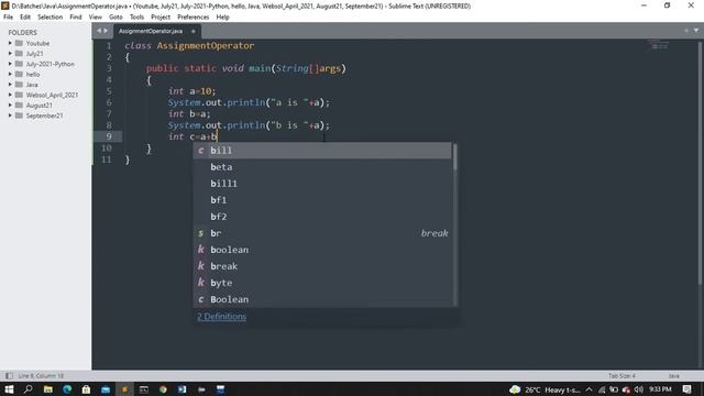 Assignment operator in java in hindi
