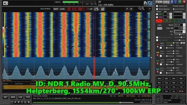 19.11.2021 09:29UTC, [Ms], NDR 1 Radio MV, Германия, 90.5МГц, 1554км,  длинный бурст.