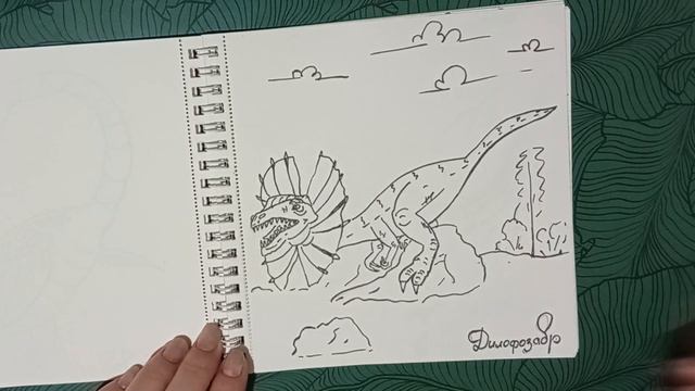 Обзор скетчбука с динозаврами в черно белом цвете. смотреть онлайн