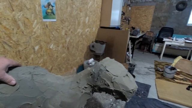 Скульптуры  КОТИКА  из  цемента, начало  работы,  мастерская  в  гараже  дома. смотреть онлайн