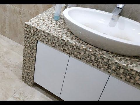 Укладка Мозаики ! Делаем столешницу из Мозаики в ванную под умывальник !