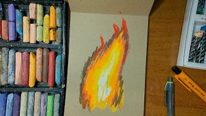 Как нарисовать костёр масляной пастелью