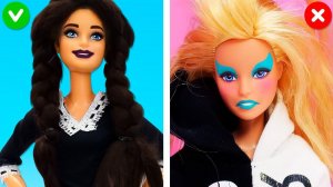 Барби примерила образ УЭНСДЕЙ! Игры одевалки в видео для девочек Салон Красоты