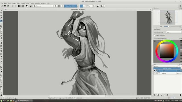 Wizard character design. Quick sketch with Krita. смотреть онлайн
