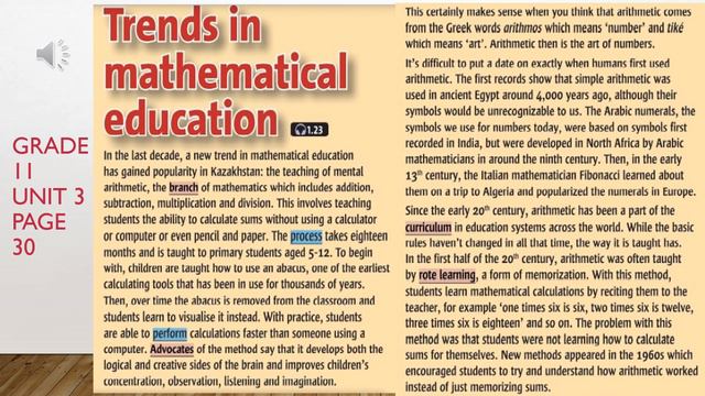 Grade 11 Unit 3 Mental Arithmetic in KZ page 30