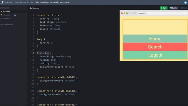 Flex direction column | CSS Flexbox tutorial смотреть онлайн