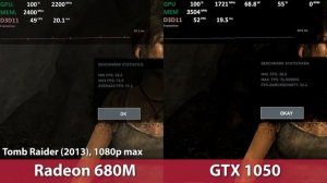 Radeon 680M vs. GeForce GTX 1050 Comparison | Tomb Raider (2013) / Shadow of the Tomb Raider