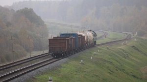 Тепловоз М62-1322 с грузовым поездом на перегоне Лотва/Могилёв-1