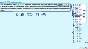 4 задание ЕГЭ информатика Для кодирования букв О, В, Д, П, А решили использовать двоичное