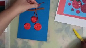 Пластилиновая аппликация из жгутиков. "Вишня"?