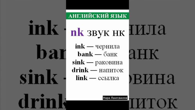 Английский язык. Буквосочетание nk. Words: ink, bank, sink, drink, link