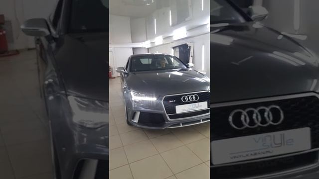 Audi RS7 - полная оклейка кузова в матовую зеленую пленку и целый комплекс работ смотреть онлайн