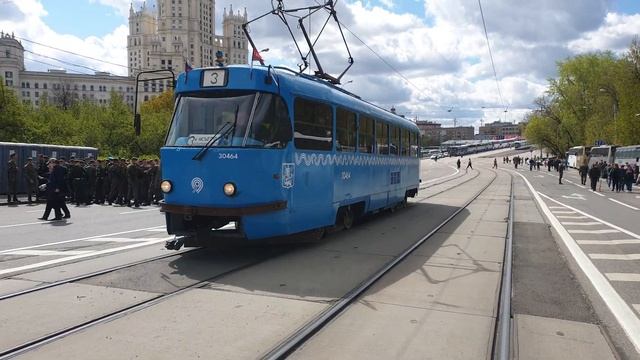 "После Парада"! Трамвай Tatra T3 (МТТЧ) в Москве! Маршрут 3 смотреть онлайн