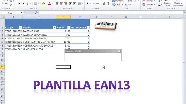 Plantilla: Generando e Imprimiendo Etiquetas con Codigo de Barras Tipo EAN13 смотреть онлайн