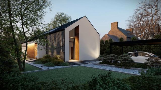 Гадамес - Проект одноэтажного дома с двускатной кровлей в стиле барнхаус. смотреть онлайн