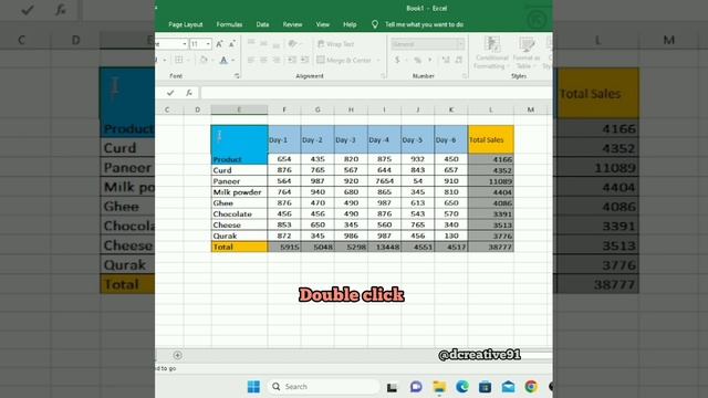 Tricks-5: How to create diagonal line in excel data table.