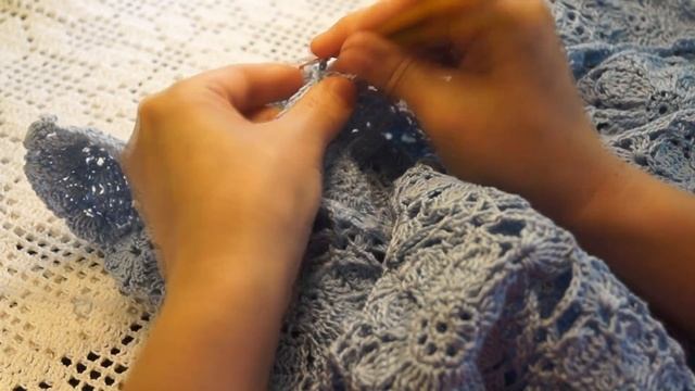 Туника мотивами "Голубые цветы" 2 часть.Crochet tunic motifs ( В № 76) смотреть онлайн