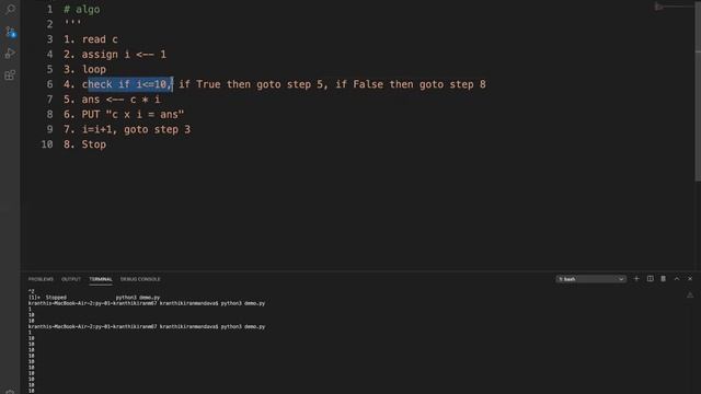 Multiplication Table in Python on Jan - 08