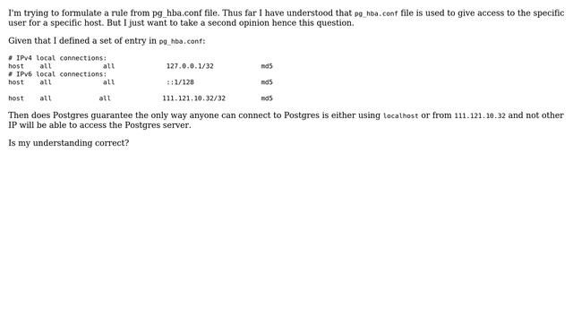 Databases: pg_hba.conf entry query смотреть онлайн