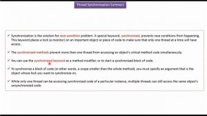 Java Thread Synchronization summary | Java Synchronization | Java Threads