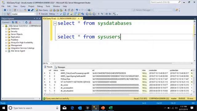 SQL Server-8(Database Types-System and User defined) смотреть онлайн