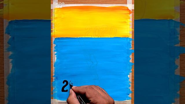 How to draw a happy new year drawing with poster colors || 2020 greetings easy painting tutorial смотреть онлайн