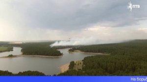 Сильный пожар сегодня охватил лес на берегу Верхнего пруда